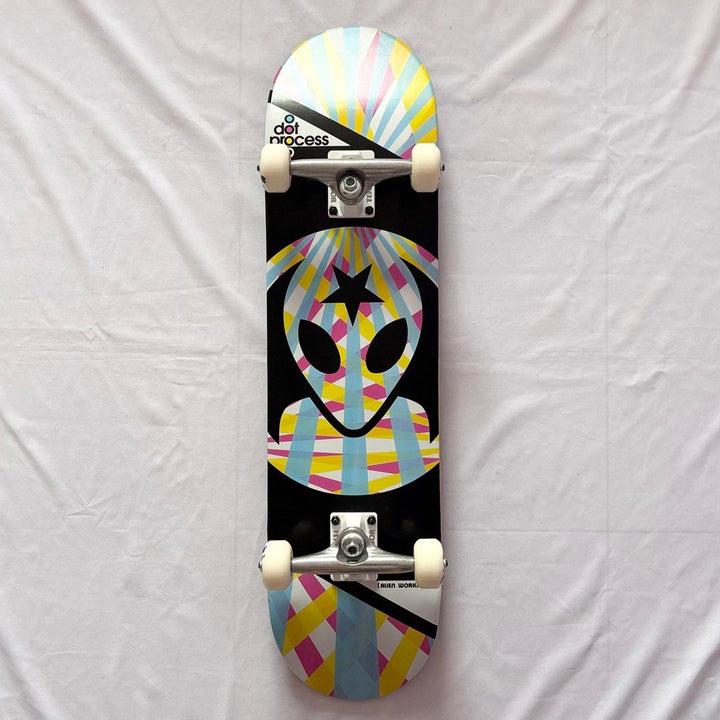 Alien Workshop “Dot Process” 8.0” x 32” Custom Skateboard Complete — underside graphic view