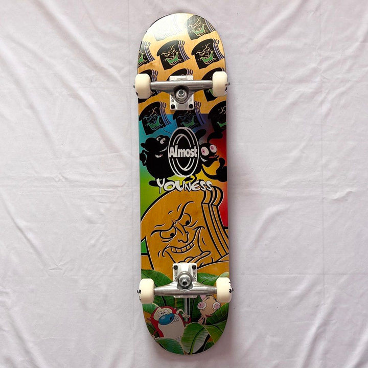 Almost x Ren and Stimpy “Mixed Up” 8.0” x 31.7” Custom Skateboard Complete — underside graphic view