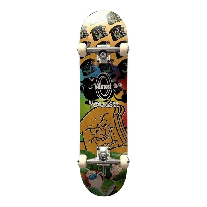 Almost x Ren and Stimpy “Mixed Up” 8.0” x 31.7” Custom Skateboard Complete — underside graphic view