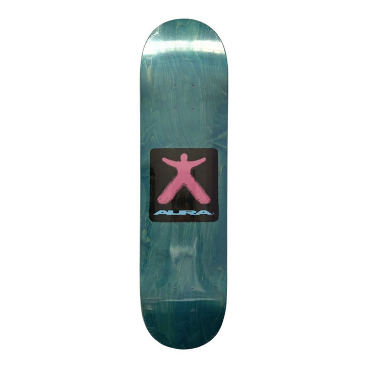 Aura “Blue Figure” 8.25” x 32” Skateboard Deck — underside graphic view