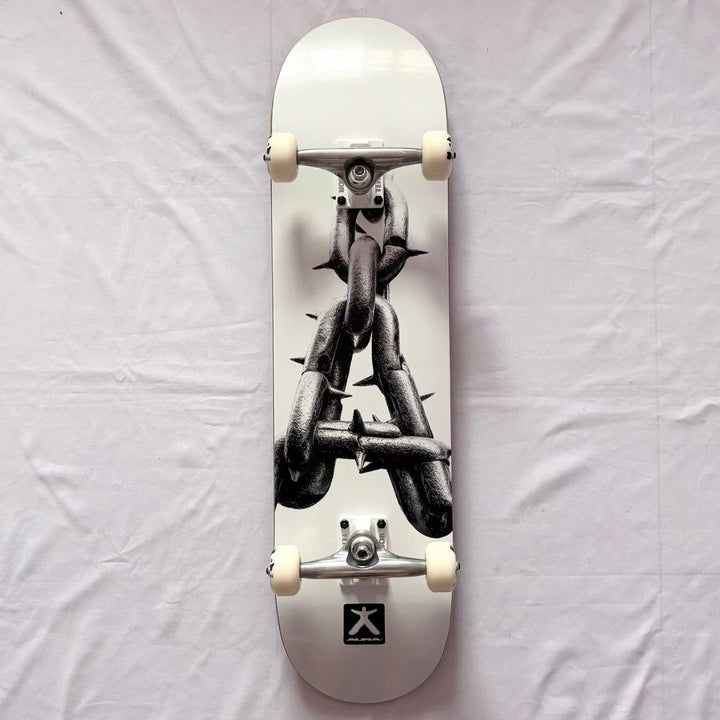 Aura “White Chains” 8.0” x 31.5” Custom Skateboard Complete