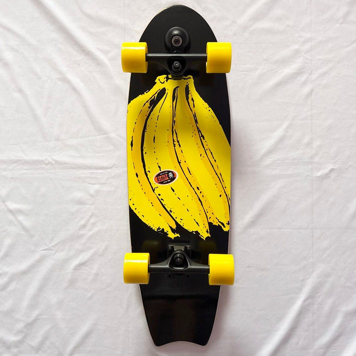 Black Market “Banana” 10” x 32” Surfskate Cruiser Skateboard Complete — underside graphic view