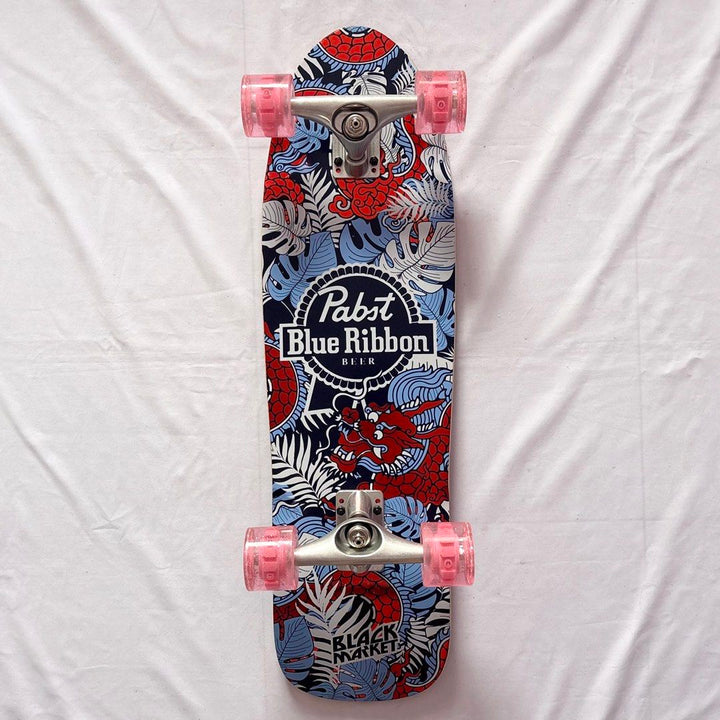Black Market “Dragon” 8.75” x 31” Cruiser Skateboard Complete — underside graphic view