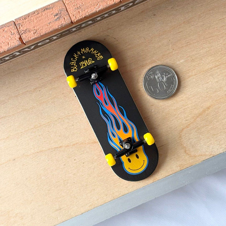 Black Market “Flame” 32mm Fingerboard Complete — underside complete view