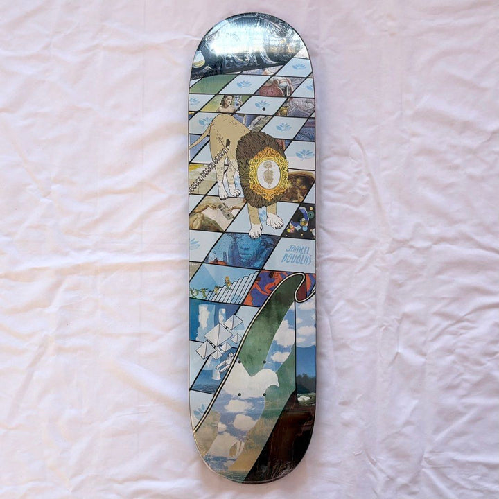 Magenta “Hallucination” 8.5” x 31.9” Jameel Douglas Model Skateboard Deck — underside graphic view