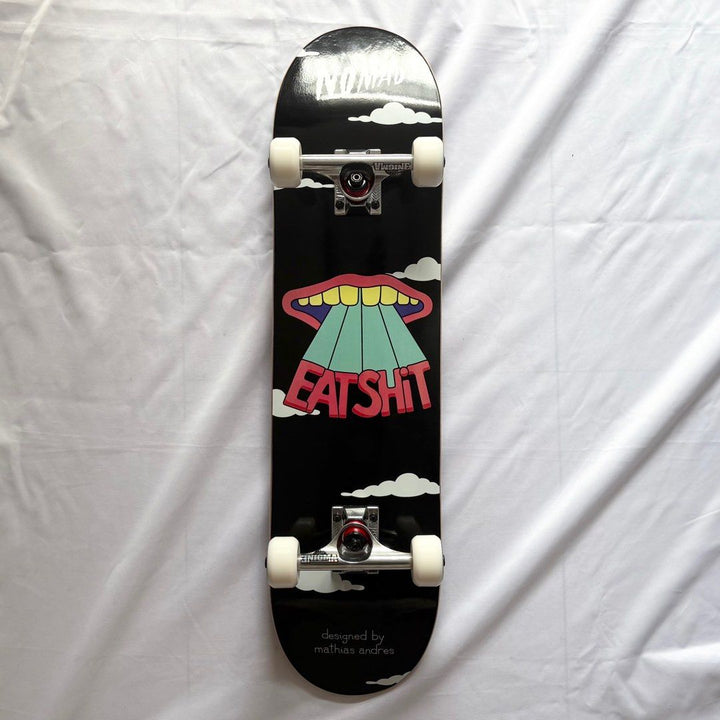 Nomad “Eat” 7.75” / 7.875” Custom Skateboard Complete — underside graphic view