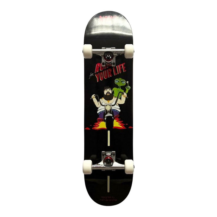 Nomad “Run” 7.875” x 31.5” Custom Skateboard Complete — underside graphic view