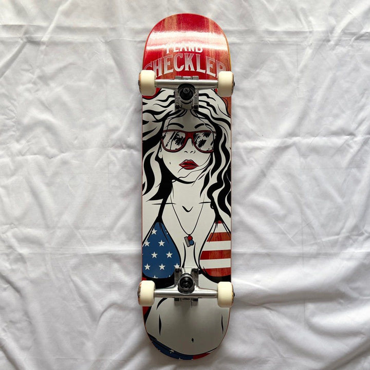 Plan B “America” 8.0” x 31.6” Custom Skateboard Complete — underside graphic view
