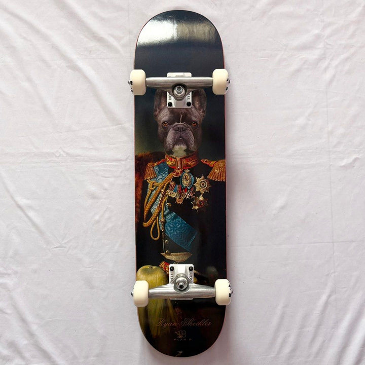 Plan B “Dawg” 8.125” x 31.5” Ryan Sheckler Model Custom Skateboard Complete — underside graphic view