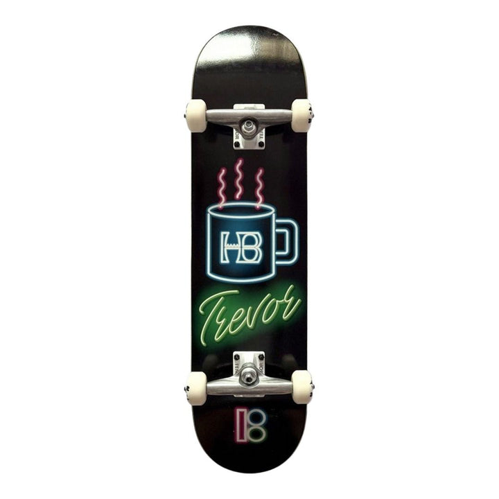 Plan B “Neon Coffee” 8.125” x 31.5” Custom Skateboard Complete — underside graphic view