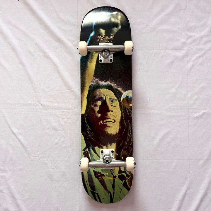 Primitive x Bob Marley “Stand Up” 8.125” x 31.75” Custom Skateboard Complete — underside graphic view