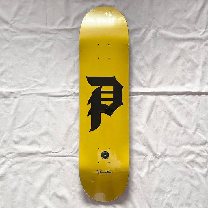 Primitive “Yellow Core” 8.0” Skateboard Deck — underside graphic view