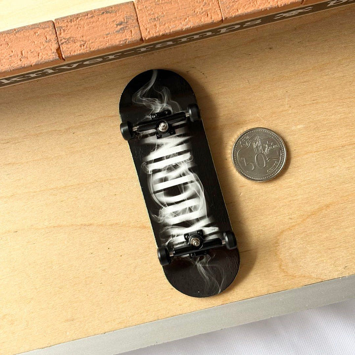 Sk8crime “Fumes” 32mm Fingerboard Complete — underside complete view