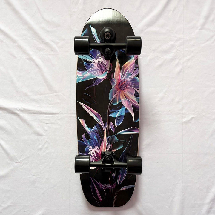 Sk8crime “Luminous” 10” x 31” Surfskate Cruiser Skateboard Complete — underside graphic view