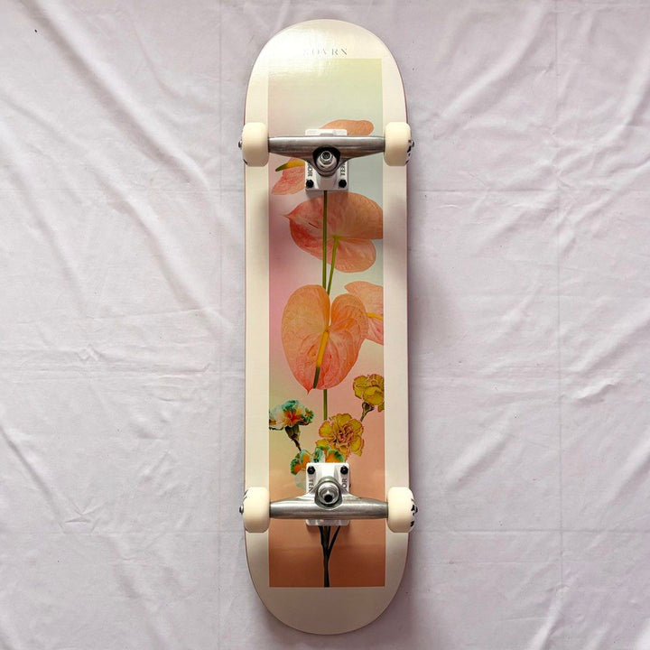 Sovrn “Flowers” 8.25” x 31.75” Custom Skateboard Complete — underside graphic view