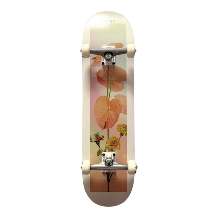 Sovrn “Flowers” 8.25” x 31.75” Custom Skateboard Complete — underside graphic view
