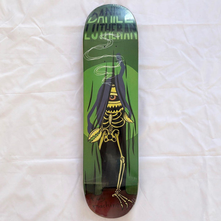 Toy Machine “Curtain” 7.88” Daniel Lutheran Pro Model Skateboard Deck — underside graphic view