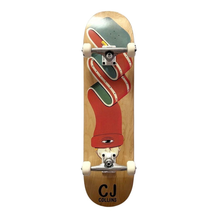 Toy Machine “Hat” 8.0” x 31.8” CJ Collins Model Custom Skateboard Complete — underside graphic view