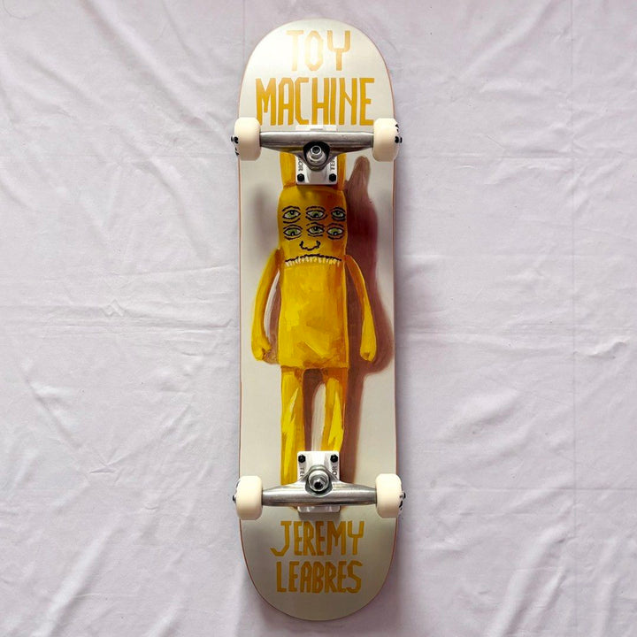 Toy Machine “Yellow Mascot” 8.06” x 31.9” Jeremy Lebras Model Custom Skateboard Complete — underside graphic view