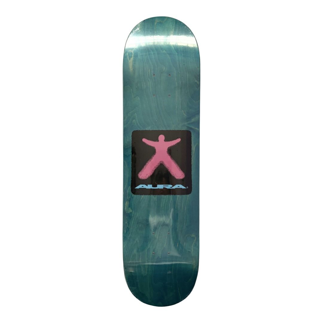 Aura “Blue Figure” 8.25” x 32” Skateboard Deck — underside graphic view