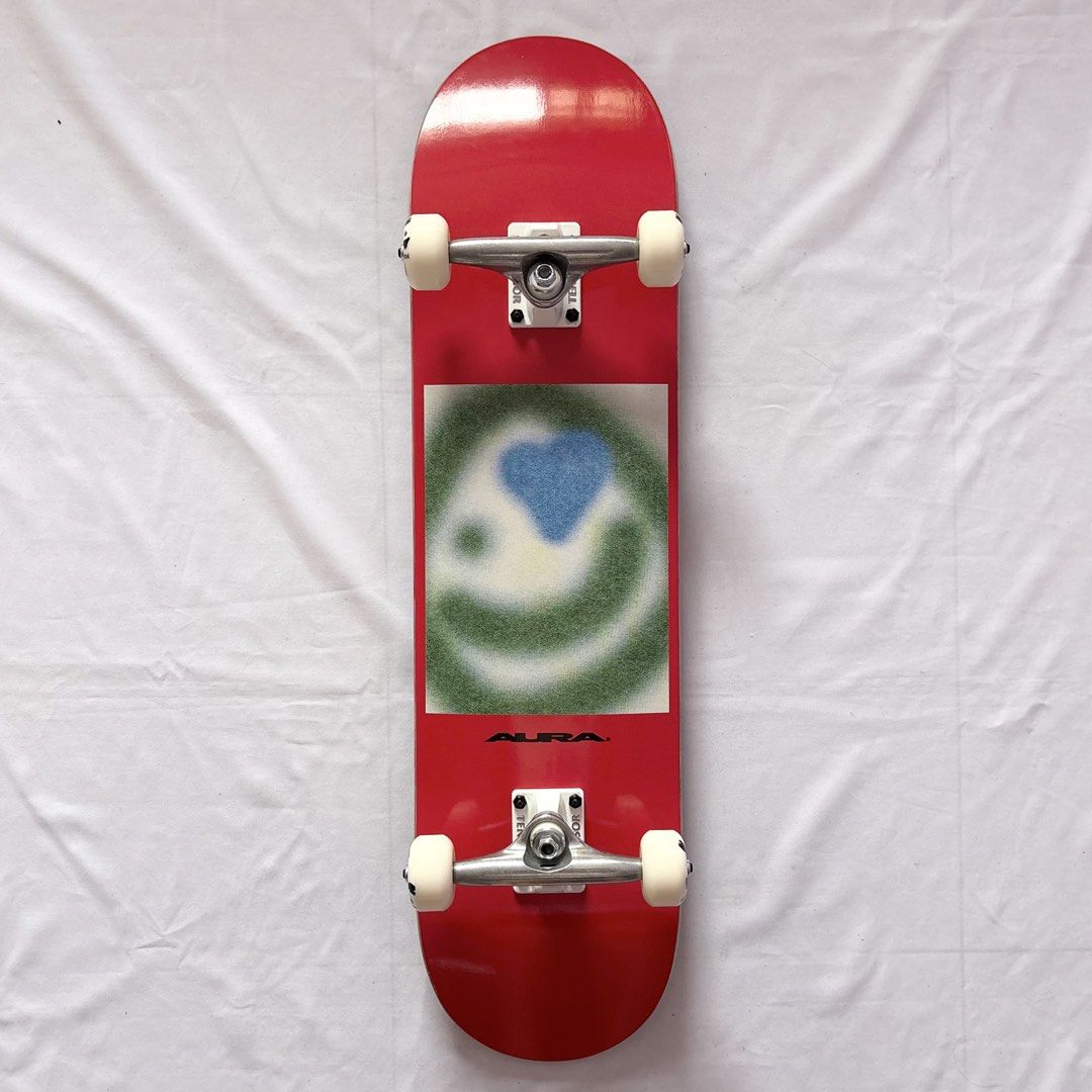 Aura “Red Smile” 8.0” x 31.5” Custom Skateboard Complete