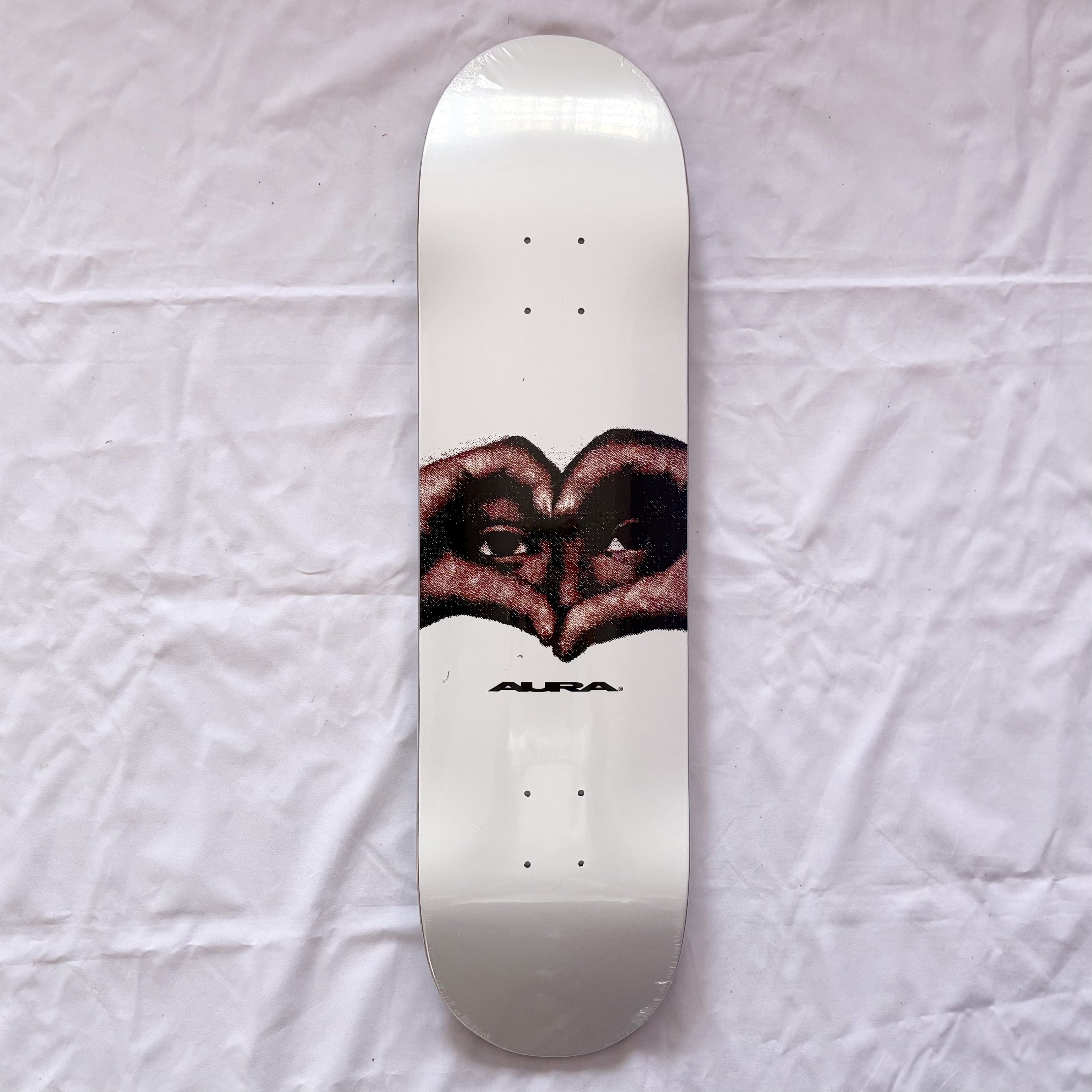 Aura “White Heart” 8.25” x 31.5” Skateboard Deck