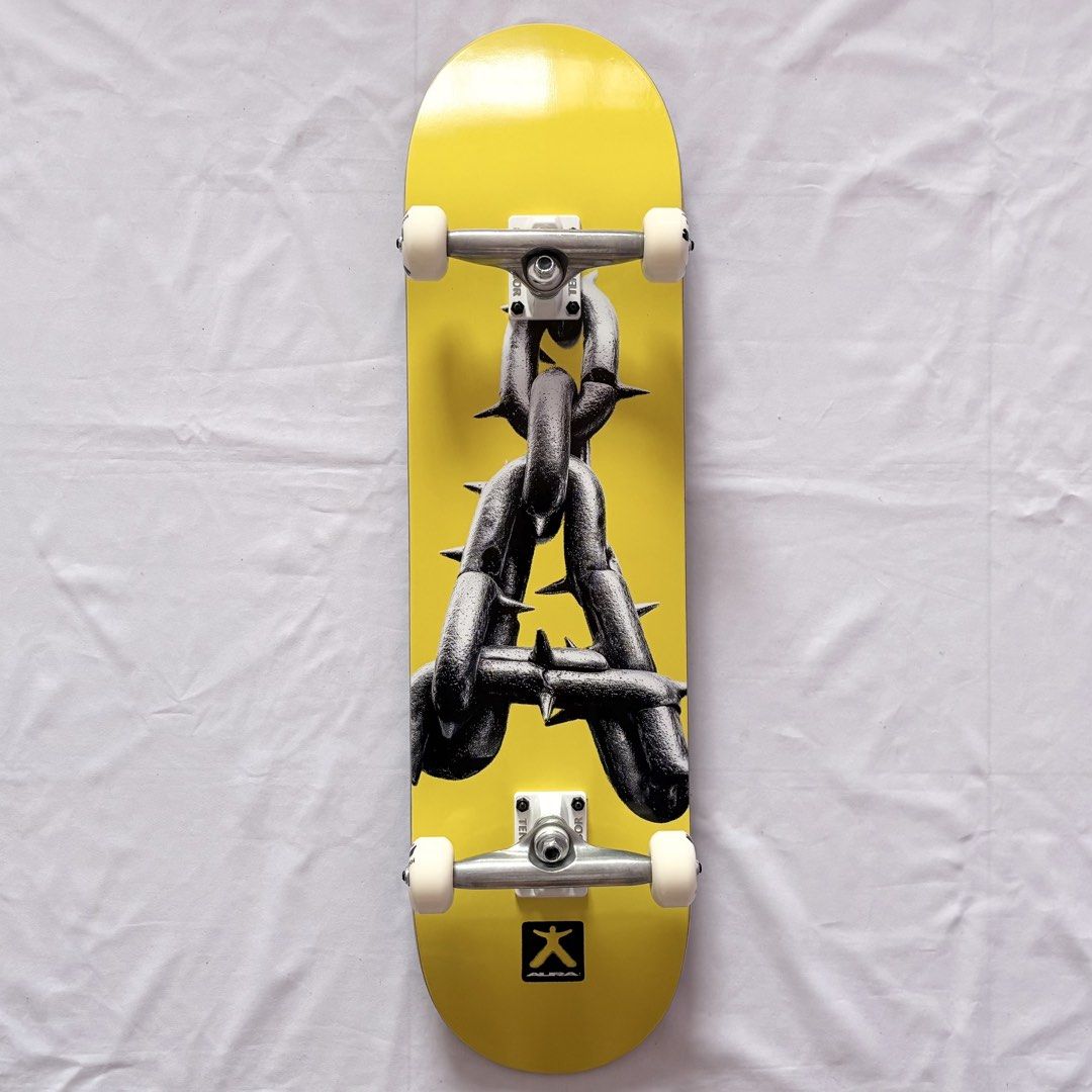 Aura “Yellow Chains” 8.25” x 32” Custom Skateboard Complete