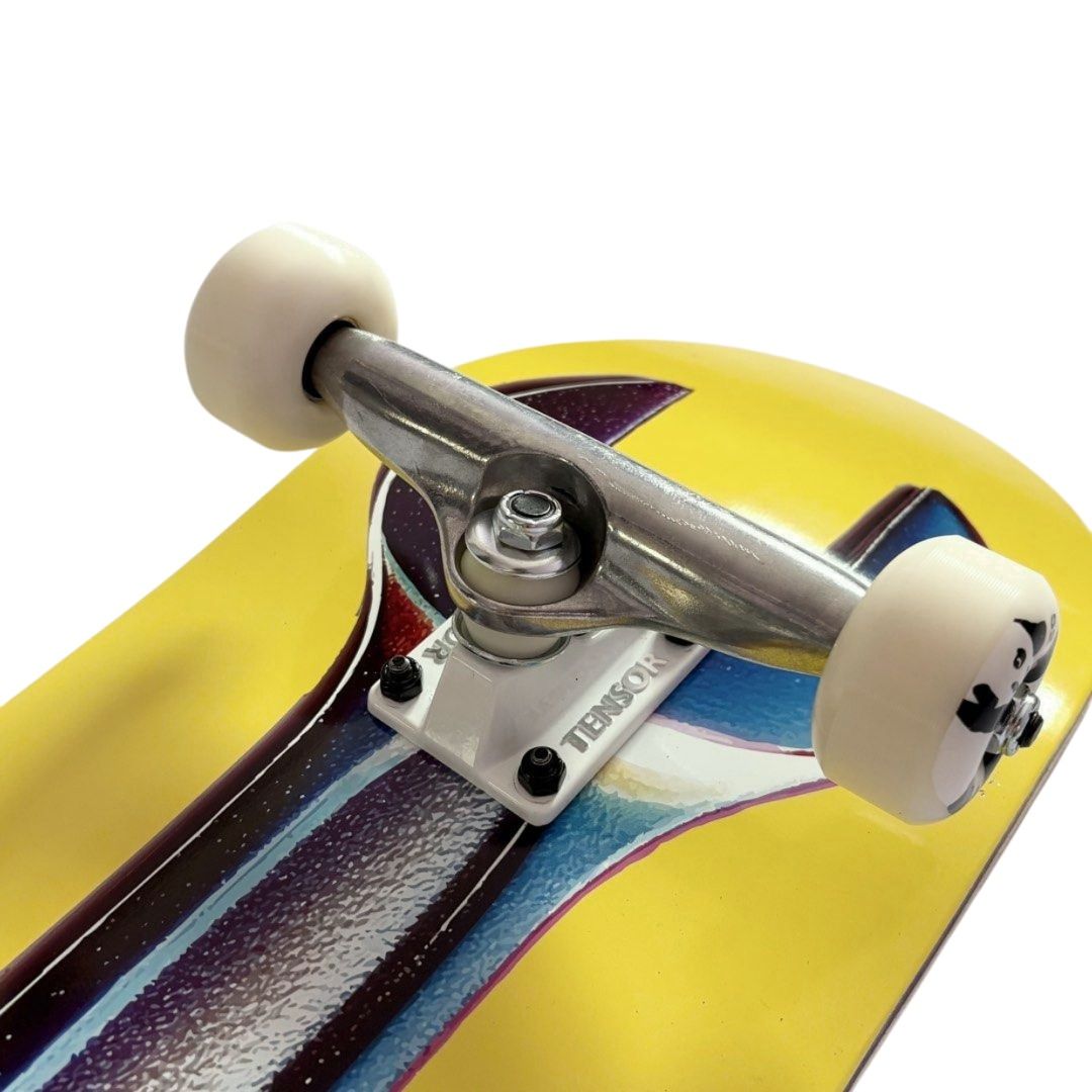 Aura “Yellow Wrench” 8.25” x 32” Custom Skateboard Complete — angled truck detail