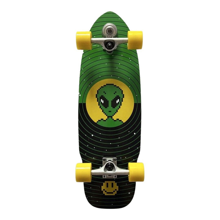 Black Market “Alien” 10” x 31” Surfskate Cruiser Skateboard Complete — underside graphic view