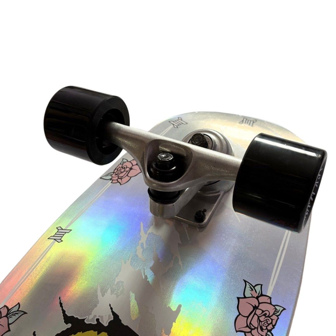 Black Market “Barbed Wire” 9.5” x 31” Surfskate Cruiser Skateboard Complete — front truck detail