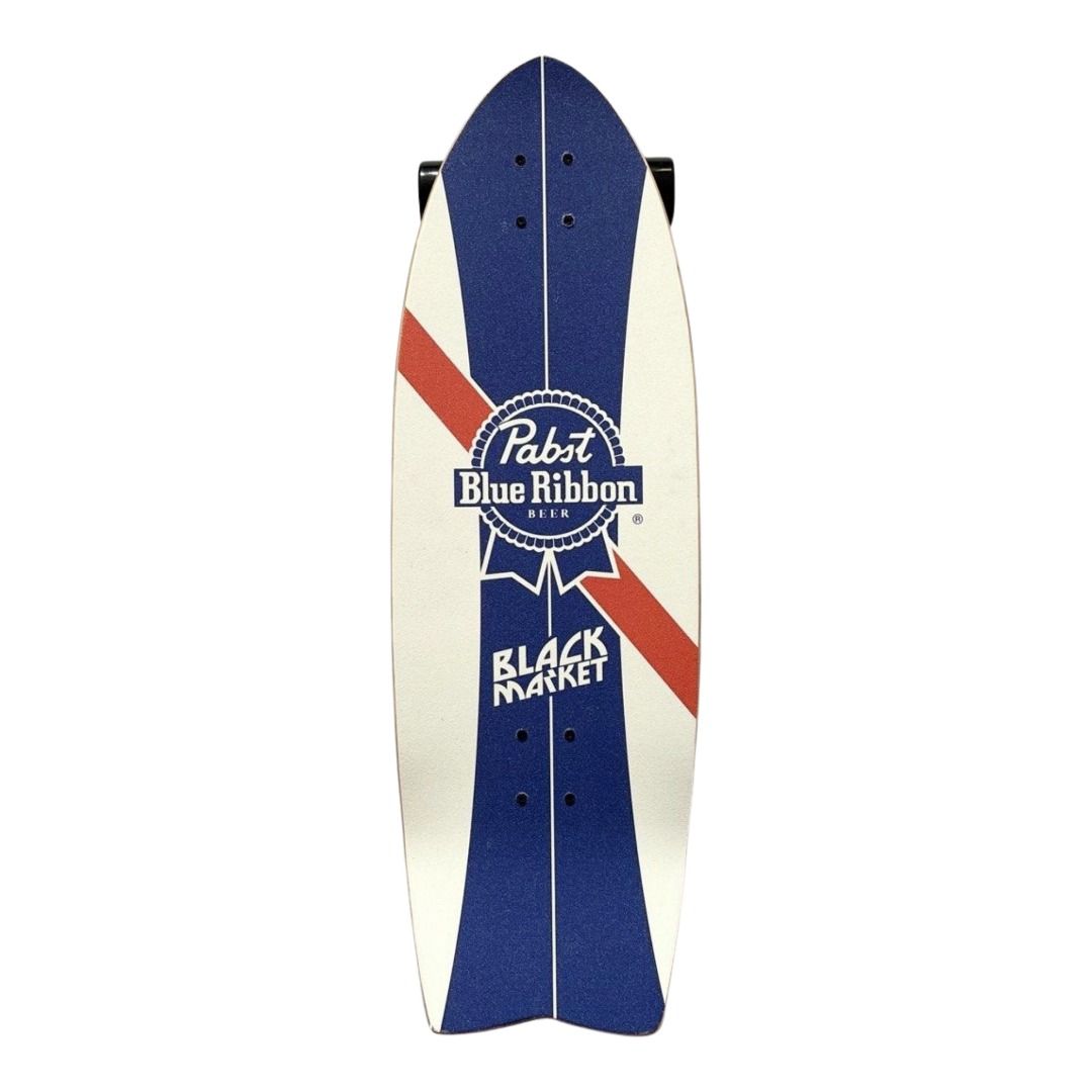 Black Market “Beer” 10.5” x 32” Cruiser Skateboard Complete — grip-tape top view