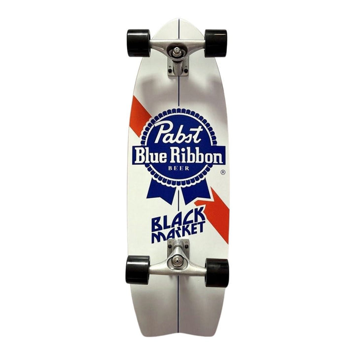 Black Market “Beer” 10.5” x 32” Cruiser Skateboard Complete — underside graphic view
