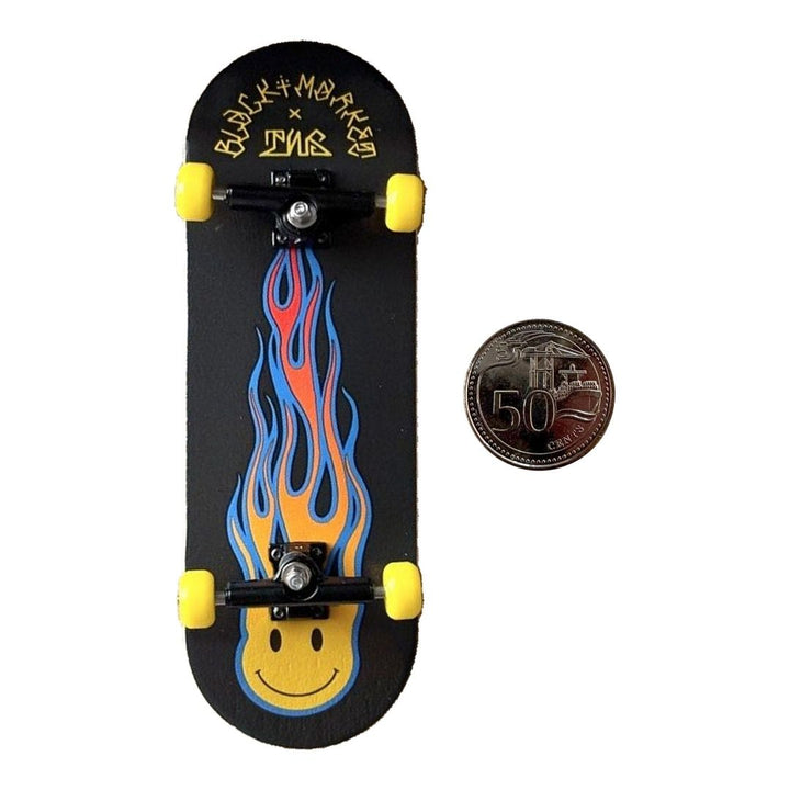 Black Market “Flame” 32mm Fingerboard Complete — underside complete view