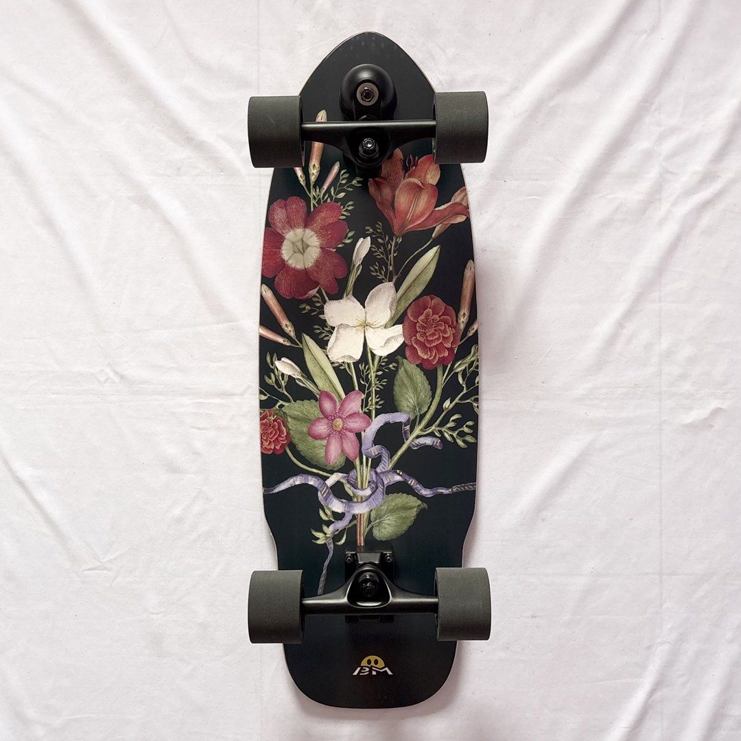 Black Market “Floral” 9.75” x 29.75” Surfskate Cruiser Skateboard Complete