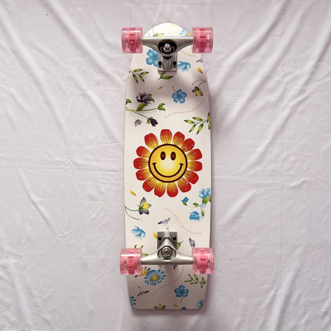 Black Market “Flower” 10” x 32.5” Cruiser Skateboard Complete