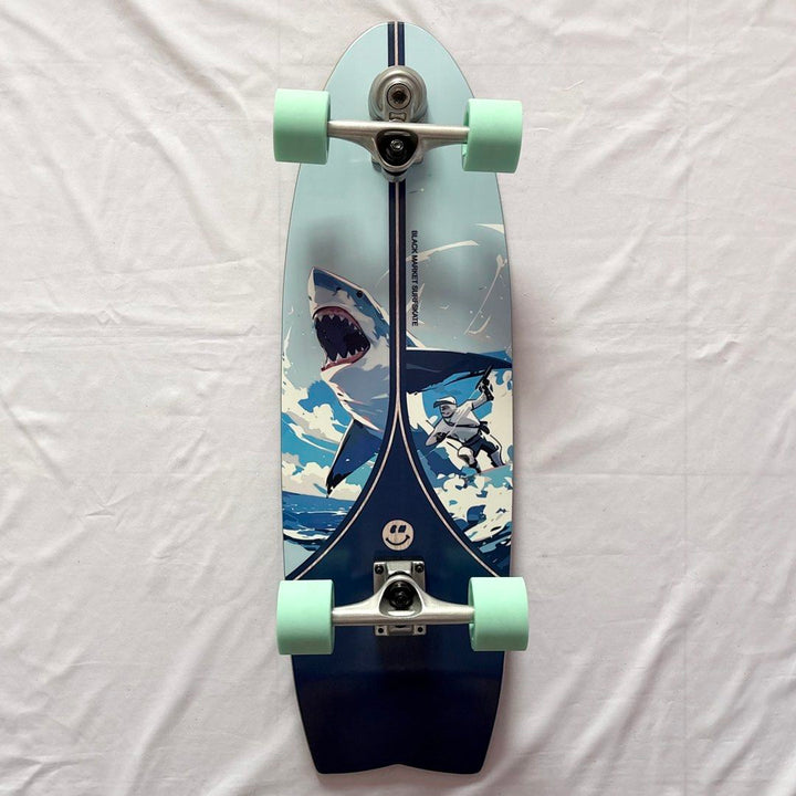Black Market “Shark” 10” x 32” Surfskate Cruiser Skateboard Complete