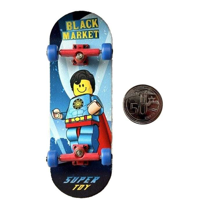 Black Market “Superman” 32mm Fingerboard Complete — underside complete view