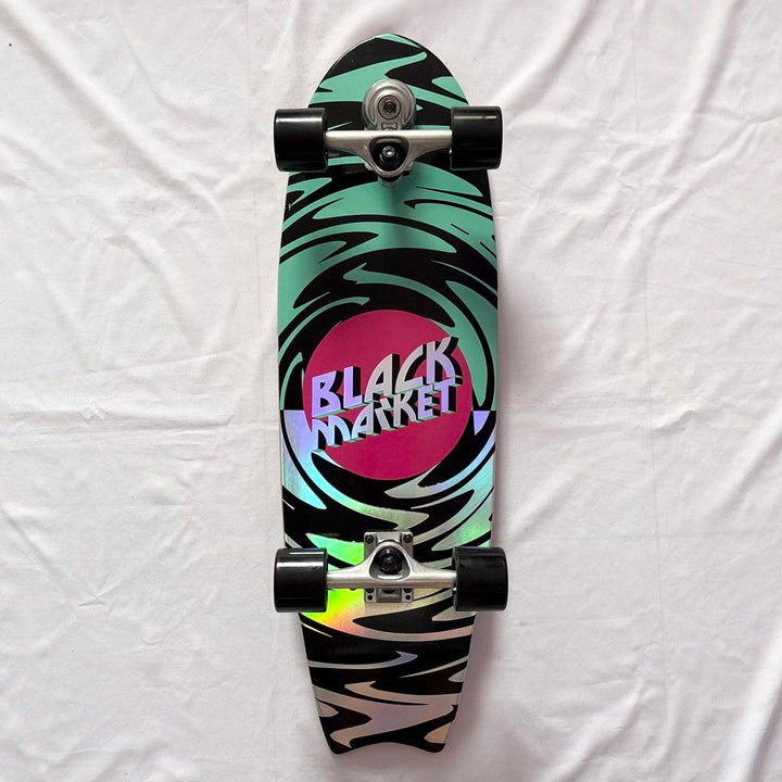 Black Market “Swirl” 10” x 32” Surfskate Cruiser Skateboard Complete