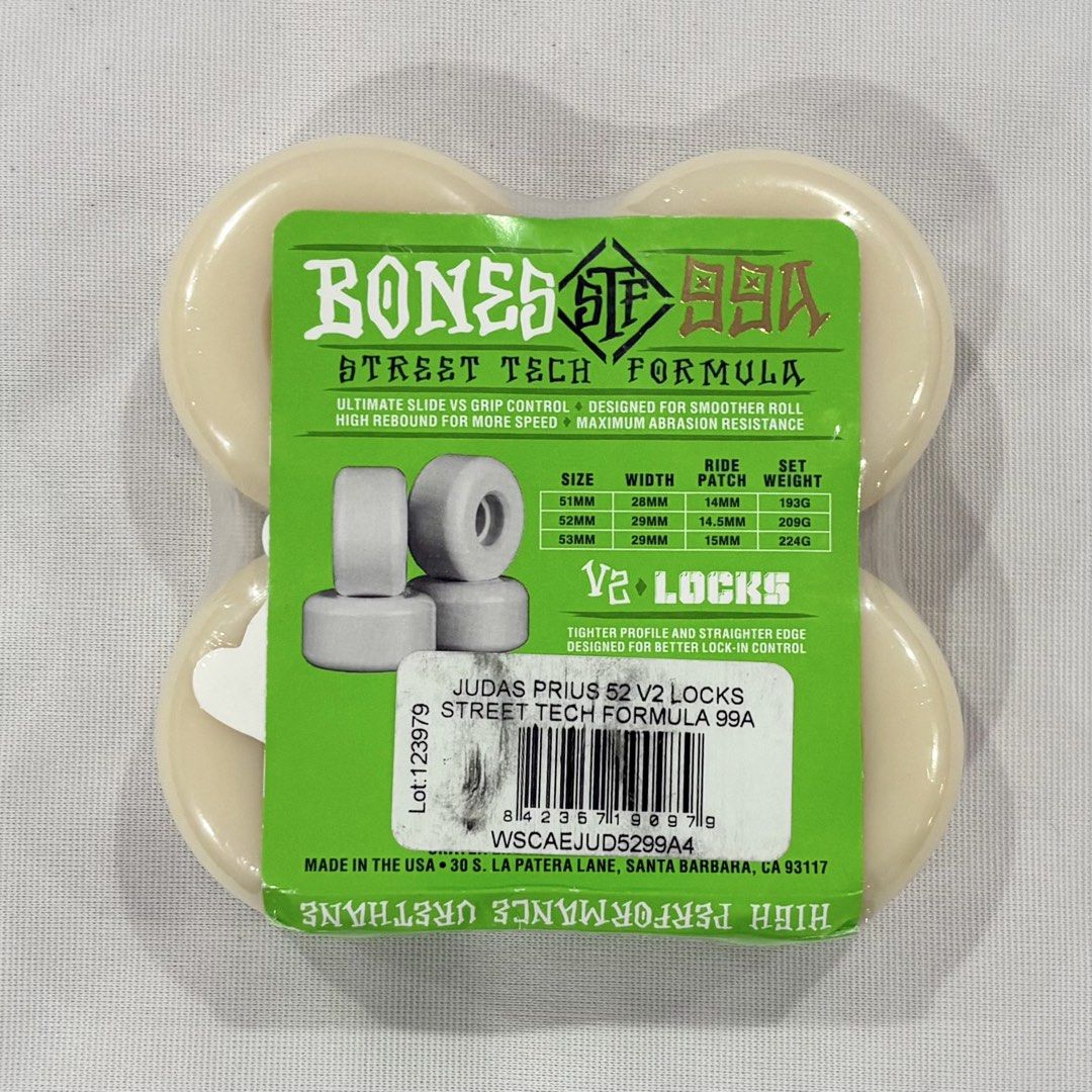 Bones “Prius” 52mm 99a V2 Locks Street Tech Formula Skateboard Wheels — product image 2 of 2