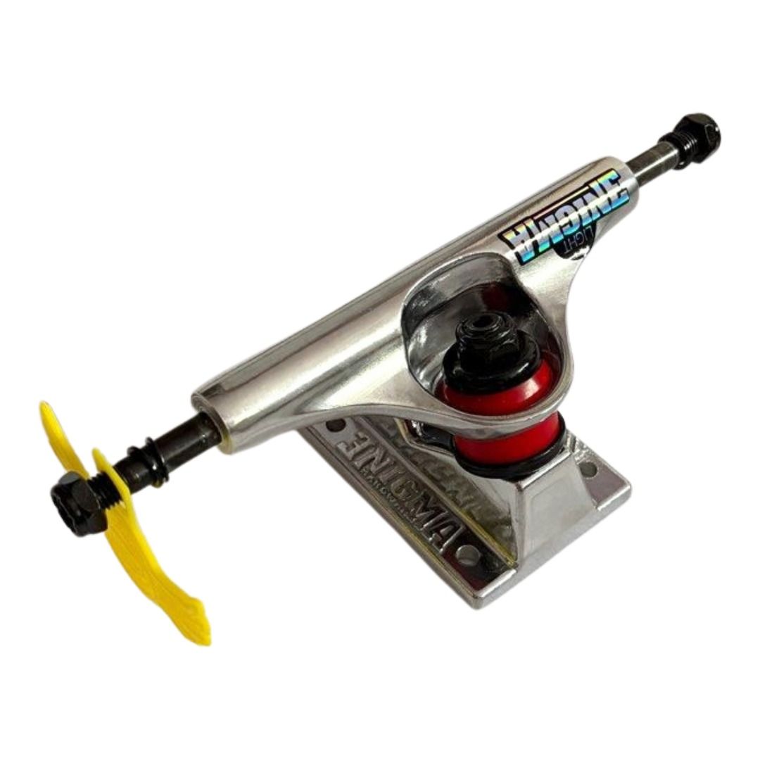 Enigma "Silver" 7.75" Skateboard Trucks — single truck front view