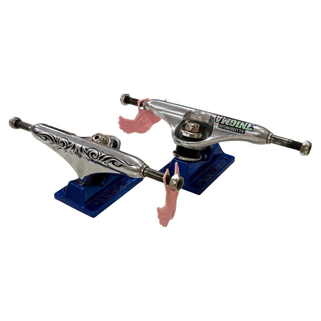 Enigma “Silver and Blue” 5.5″ Hollow Skateboard Trucks