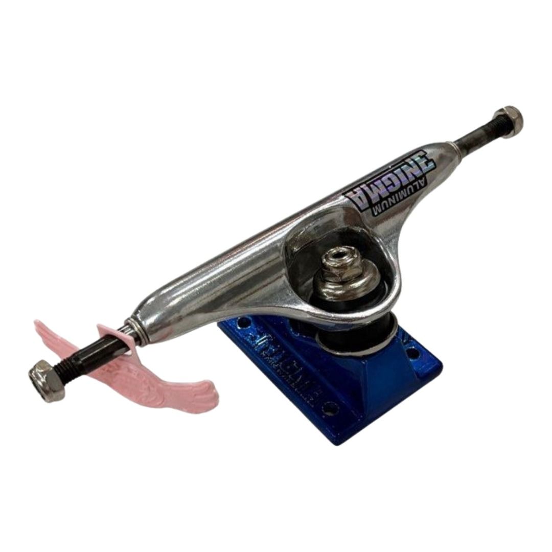 Enigma “Silver and Blue” 5.5″ Hollow Skateboard Trucks