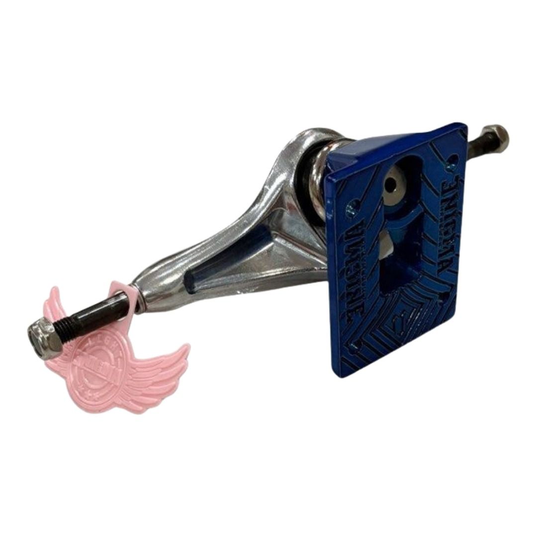 Enigma “Silver and Blue” 5.5″ Hollow Skateboard Trucks