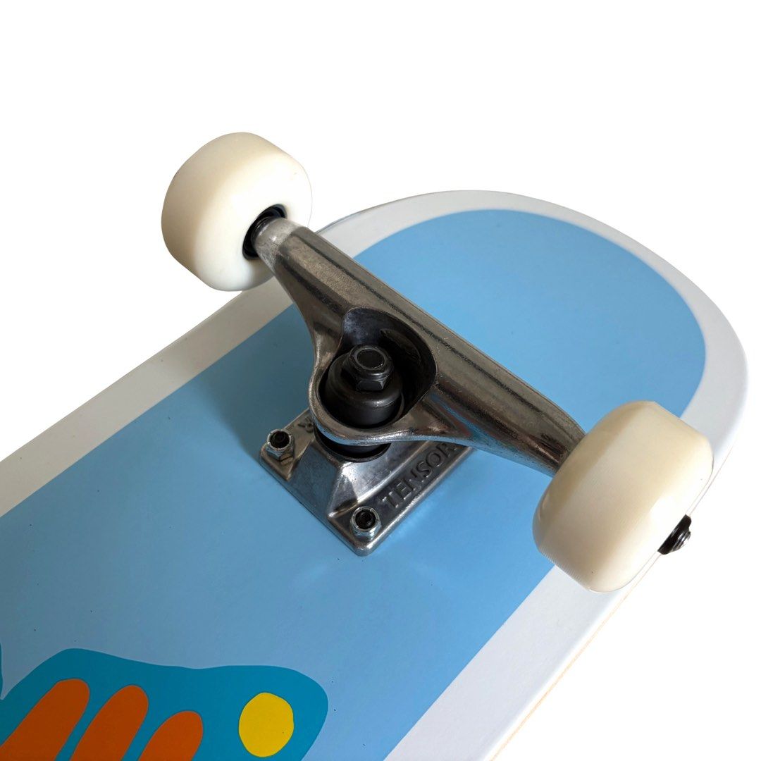 Enjoi “Butterfly Panda” 7.5″ x 29.25″ Pre-built Kids Skateboard Complete — angled truck detail