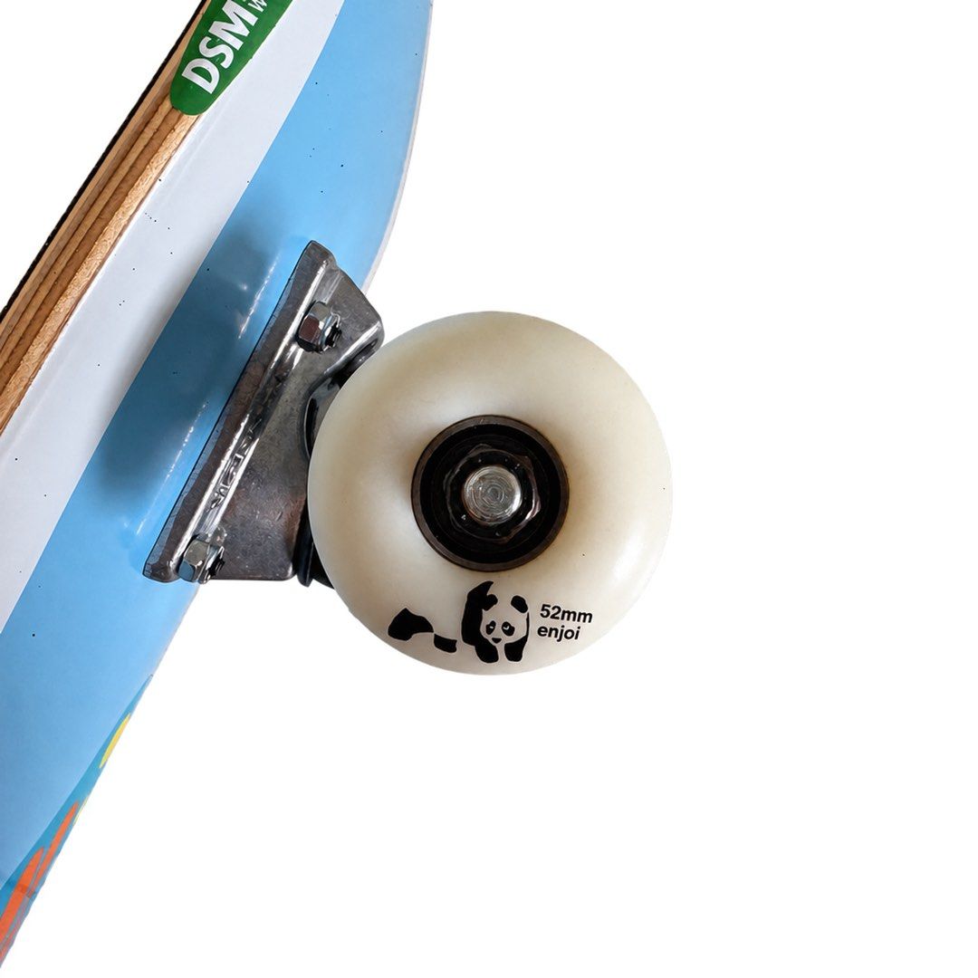 Enjoi “Butterfly Panda” 7.5″ x 29.25″ Pre-built Kids Skateboard Complete — wheel close-up