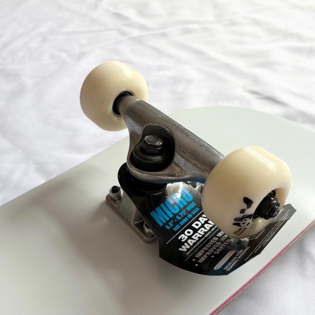 Enjoi “Panda” 6.75” x 28.25” Kids Skateboard Complete — angled truck detail