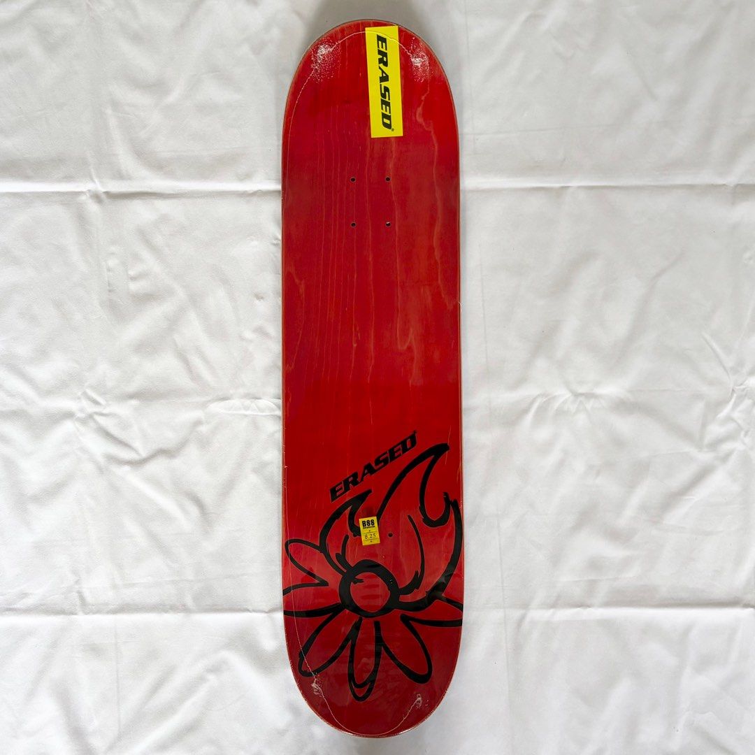 Erased “Burning Flower Black” 8.0” x 31.4” / 8.25” x 31.5” Skateboard Deck