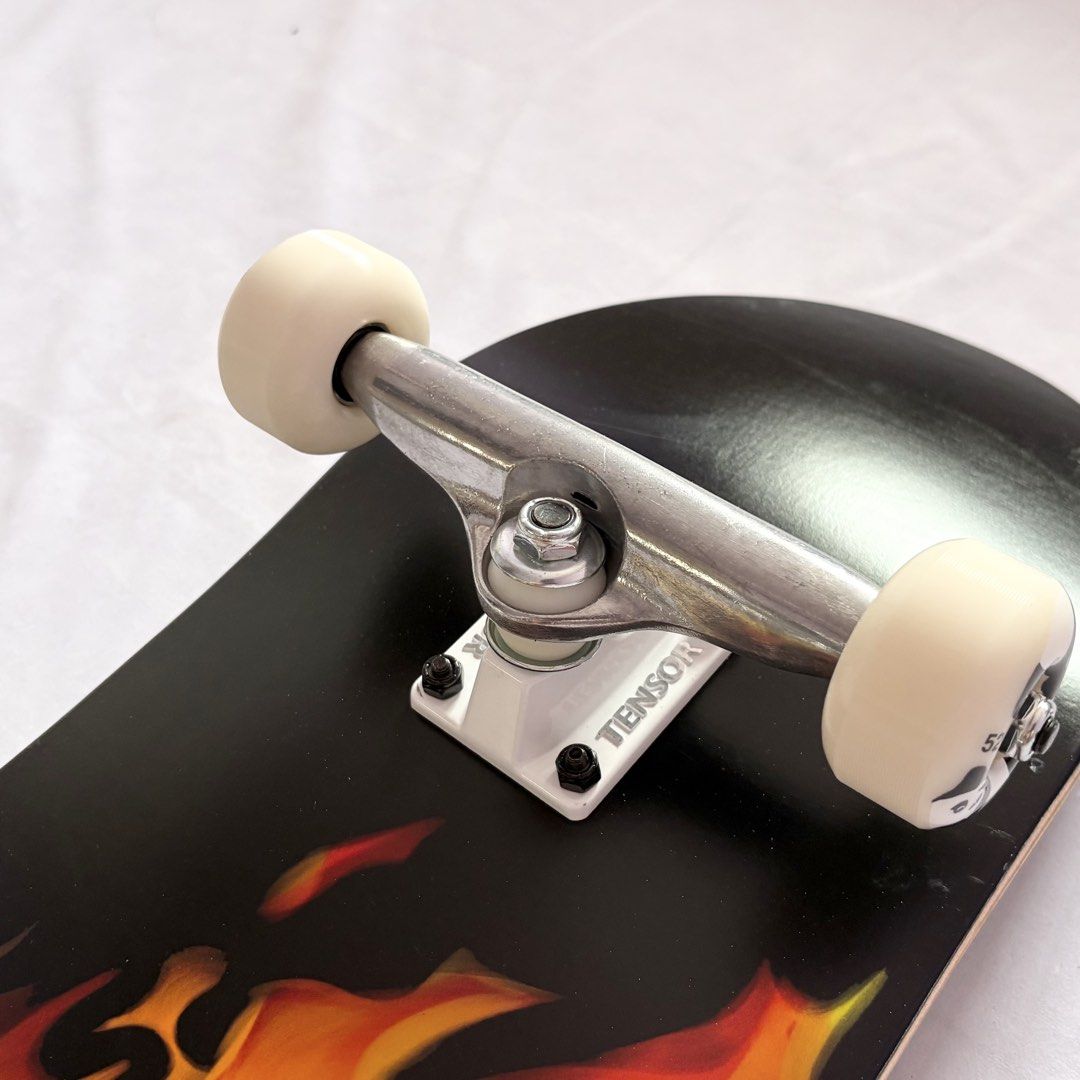Erased “Burning Flower Black” 8.0” x 31.4” / 8.25” x 31.5” Custom Skateboard Complete