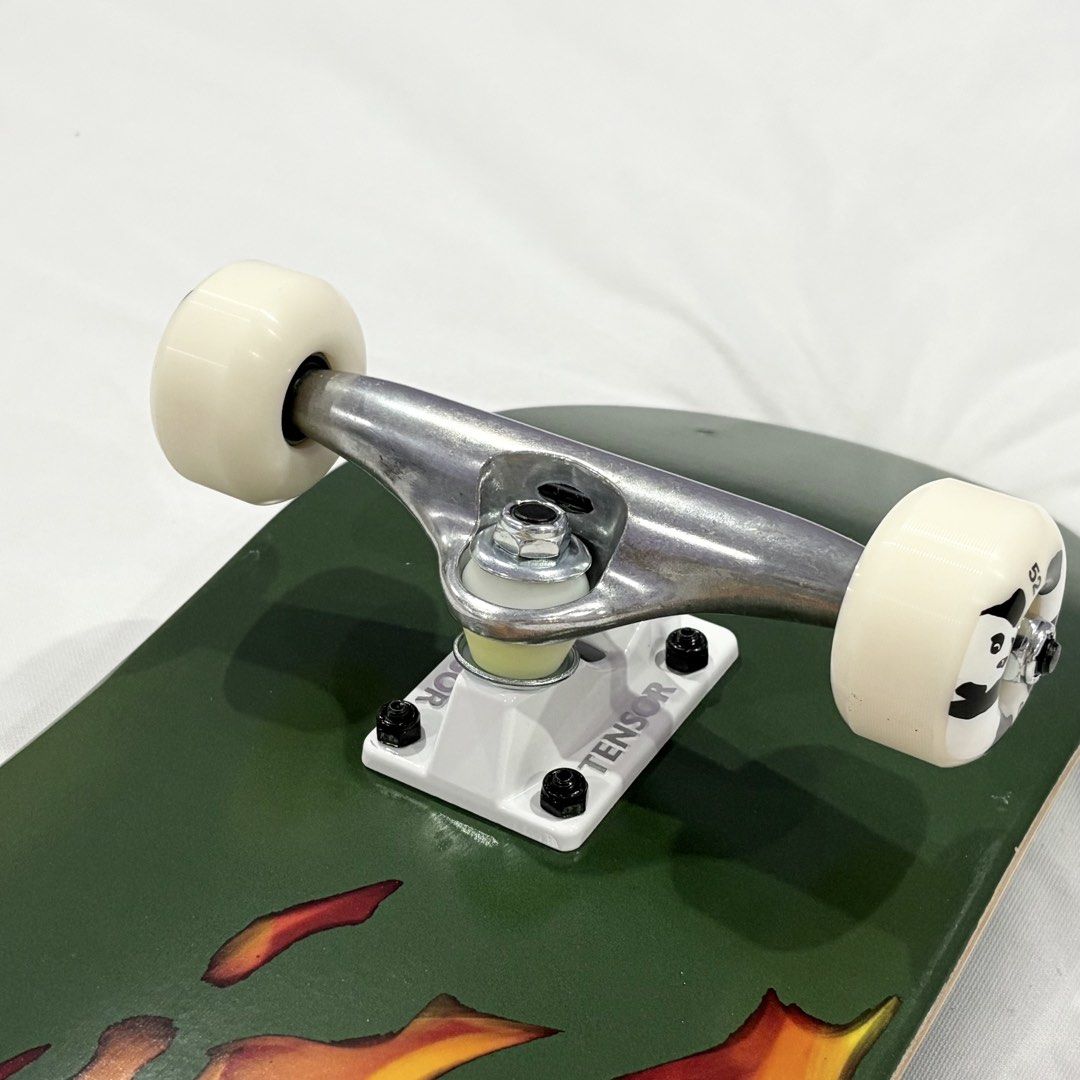 Erased “Burning Flower Green” 8.0” x 31.4” / 8.25” x 31.5” Custom Skateboard Complete