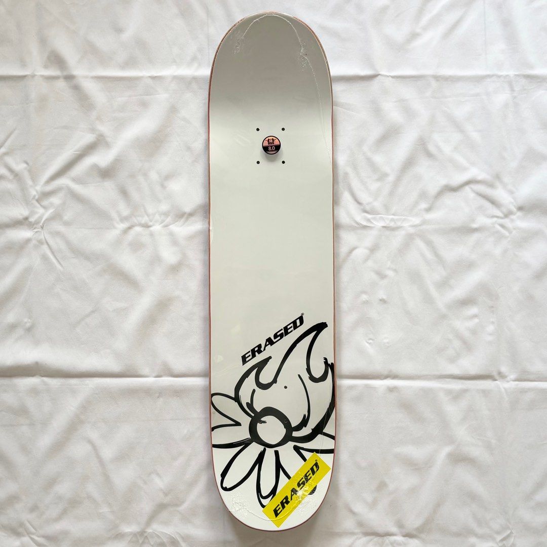 Erased “Classic White" 8.0” x 31.4” / 8.25” x 31.5” Skateboard Deck